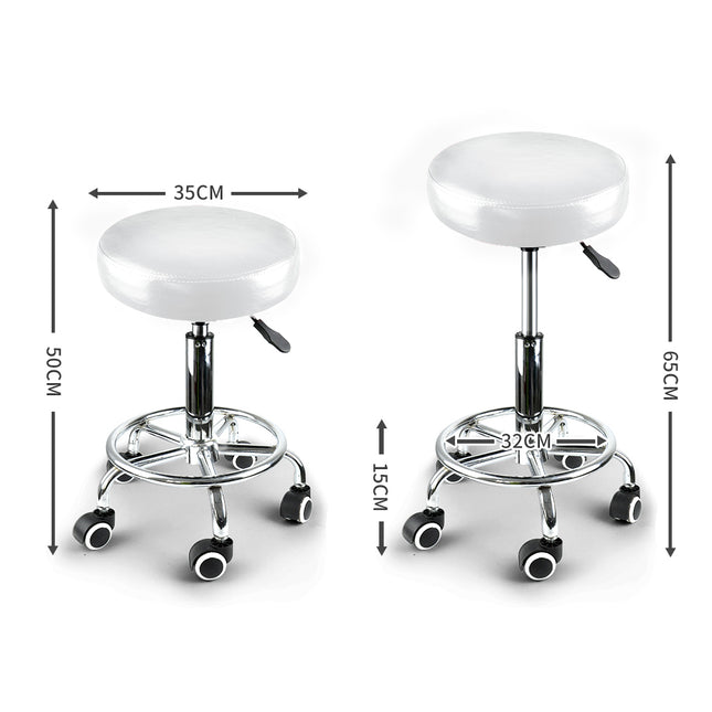 2x Levede Swivel Salon Barstool Hairdressing White-1973193727035969538