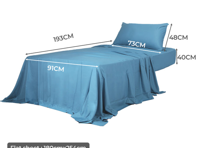 Dreamz 3pcs Sinigle Size 100% Bamboo Bed Sheet Set in Blue Colour Single-1942353309474099202