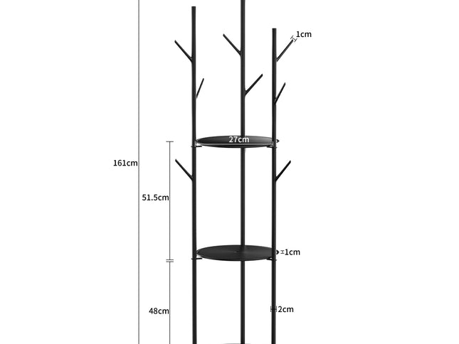 Levede Coat Rack Clothes Stand 8 Hook Organizer Black-1973193820665417730