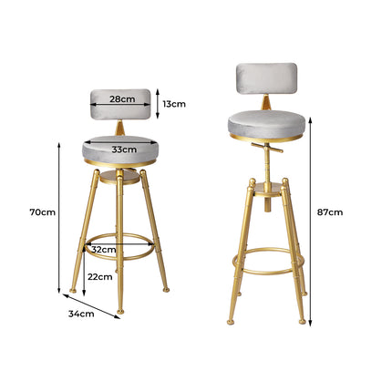 Levede 4x Swivel Bar Stools Kitchen Bar Chair Grey-2006732717642878978