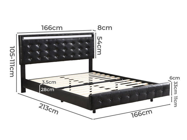Levede  Floating Bed Frame Queen with Headboard LED Lights Mattress Base-1973193436773355522