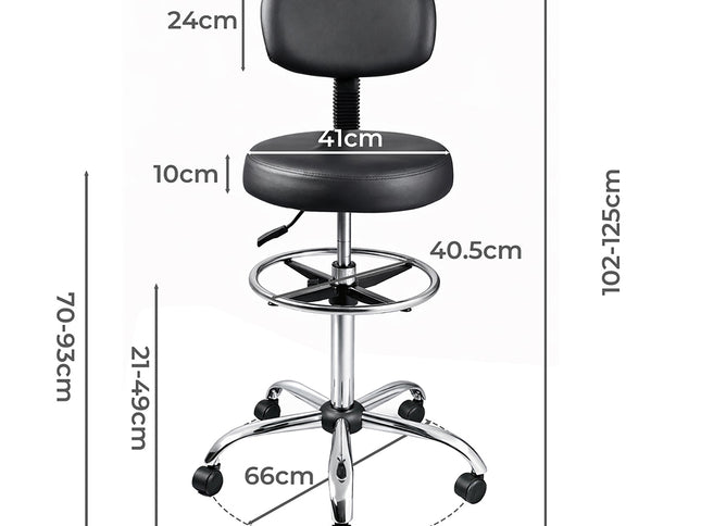 Levede Swivel Office Chair Ergonomic Stool Height Adjustable Footrest Backrest-2029334093073879042