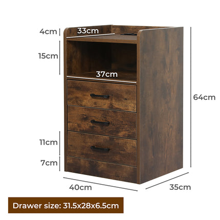 Levede Bedside Table USB Charger Outlet LED Oak-1973193443496824834