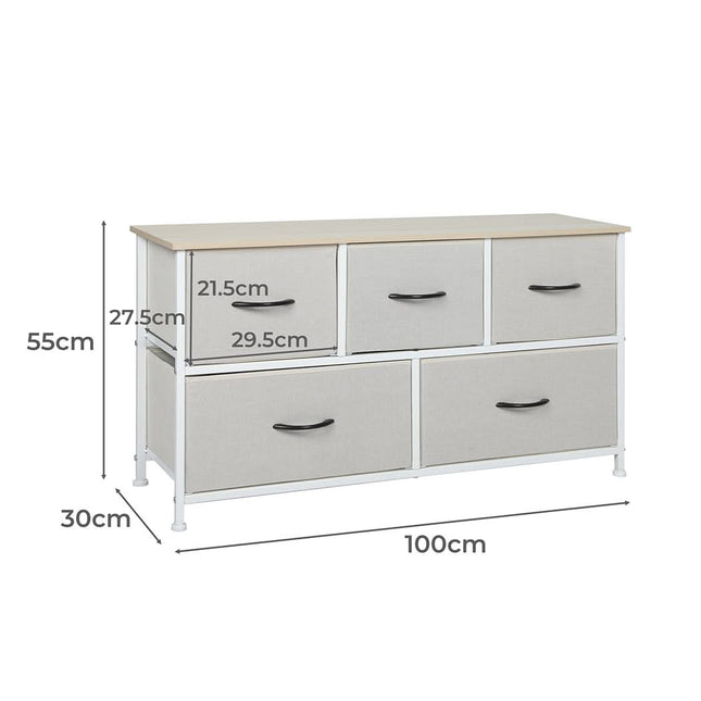 Levede Storage Cabinet Tower Chest Beige-1954802982222696450