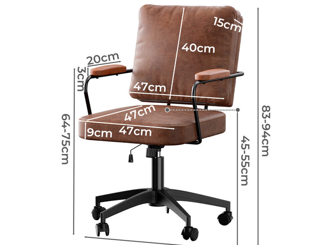 Levede Office Arm Chair Leather Executive Chairs-1973193535456940034
