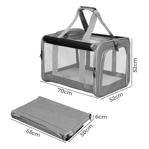 Pawz 3 in 1 Pet Soft Crate Dog Cat Carrier XL Size Grey-1910112289424543746