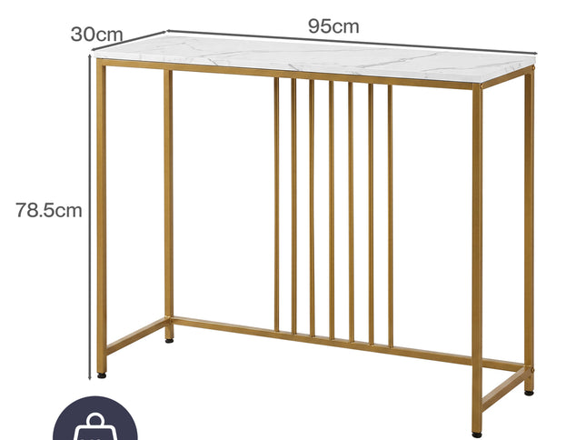 Levede Hallway Table Narrow Console Marble Effect Tabletop Adjustable Foot Pads-2050059016528334850