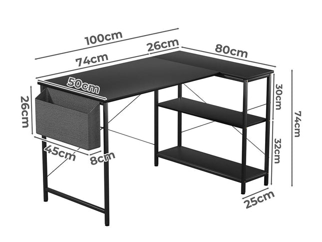 Levede L Shaped Computer Desk Corner Desk Black-1973193440695029762