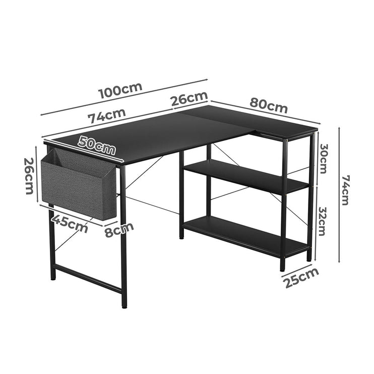 Levede L Shaped Computer Desk Corner Desk Black-1973193440695029762