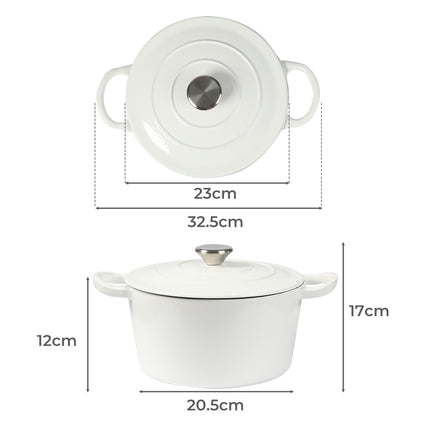 TOQUE 4L Enamel Dutch Oven Pot in White Colour-1973193930958835714