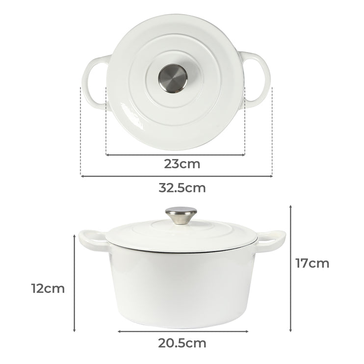 TOQUE 4L Enamel Dutch Oven Pot in White Colour-1973193930958835714