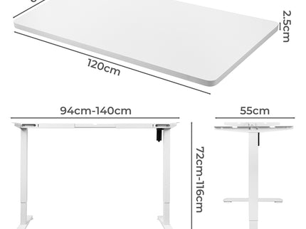 Levede Motorised Standing Desk Height 120cm White 800x 1.5MM-1942353111213543426