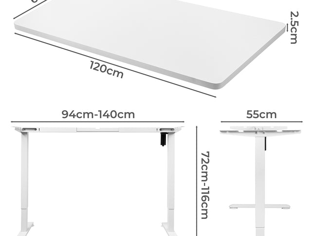 Levede Motorised Standing Desk Height 120cm White 800x 1.5MM-1942353111213543426