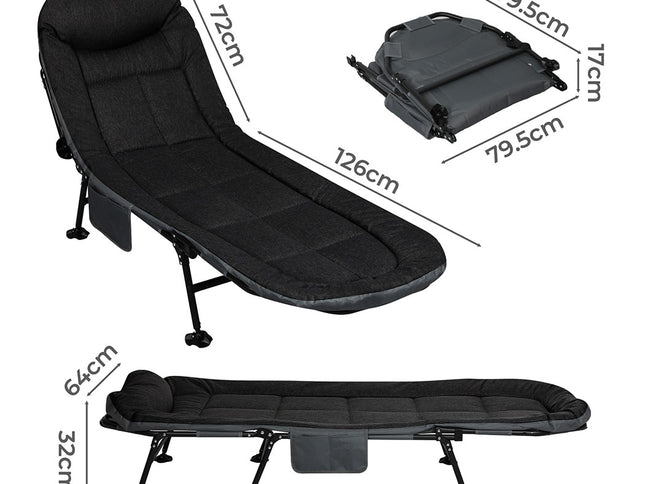 Levede Folding Camping Bed Camp Cots Black-1975420323771846658