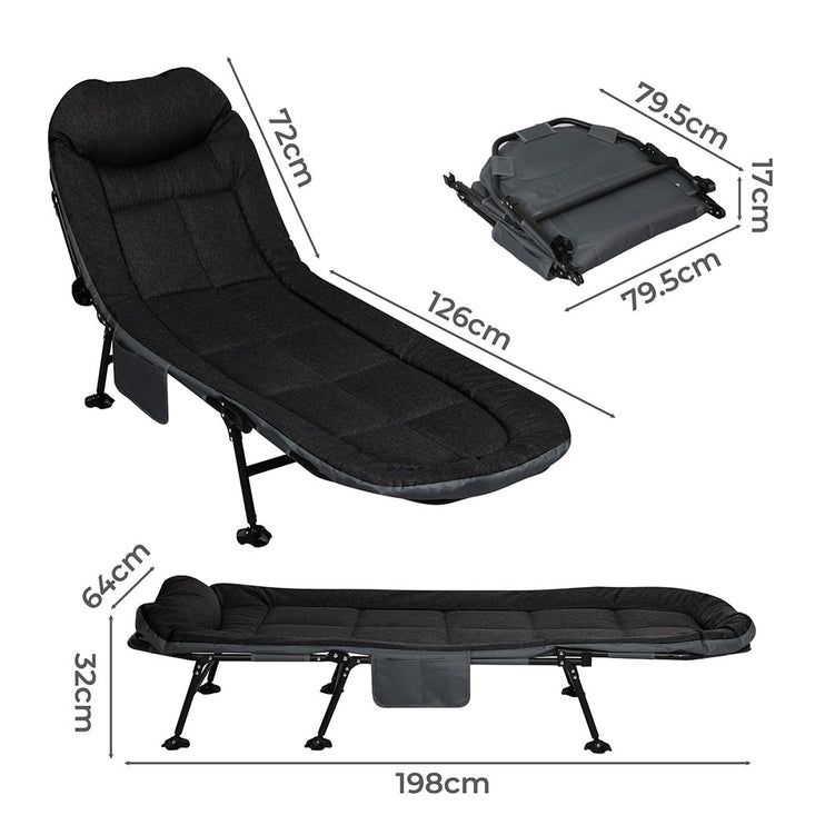Levede Folding Camping Bed Camp Cots Black-1975420323771846658