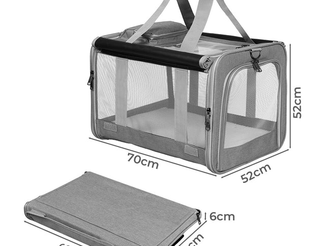 Pawz 3 in 1 Pet Soft Crate Dog Cat Carrier XL Size Grey-1975420341580861442