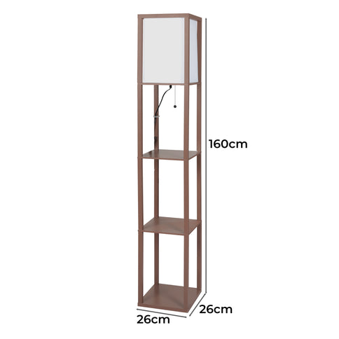 EMITTO LED Floor Lamp with Storage Shelf Brown-1864184393971666946