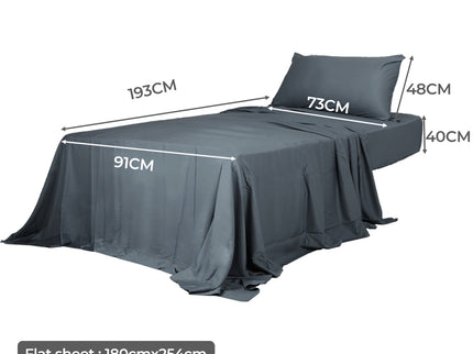 Dreamz 3pcs Sinigle Size 100% Bamboo Bed Sheet Set in Charcoal Colour Single-1942353309650259970