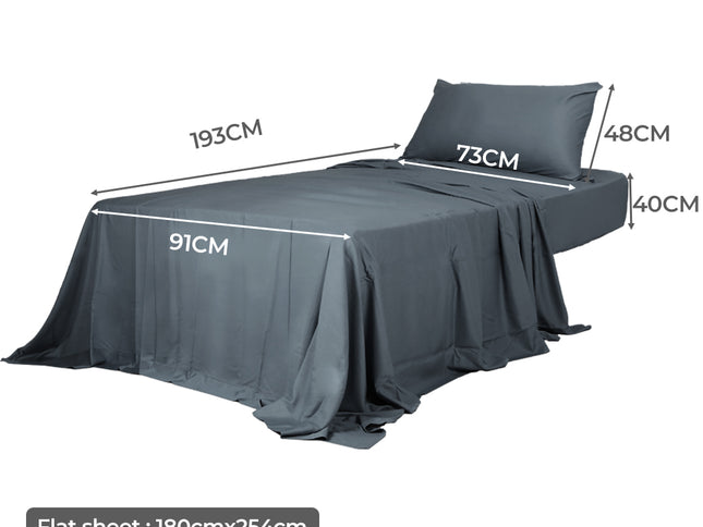 Dreamz 3pcs Sinigle Size 100% Bamboo Bed Sheet Set in Charcoal Colour Single-1942353309650259970