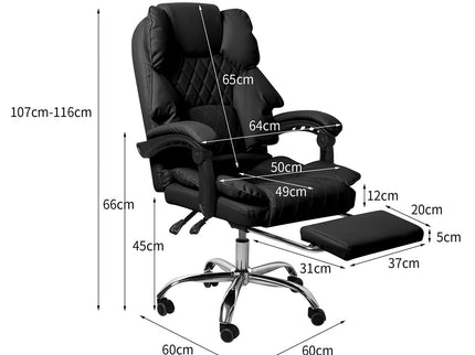 Levede Gaming Chair Office Computer Black Footrest-1864184461713870850
