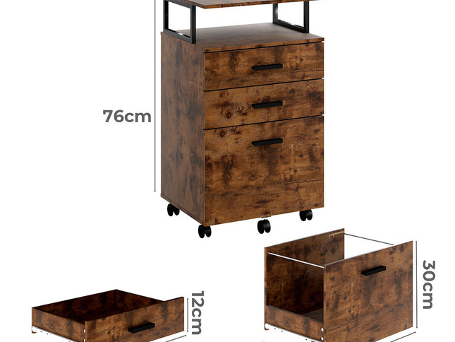 Levede Mobile File Cabinet 3 Drawers Home Office Desk-2006732762572263426