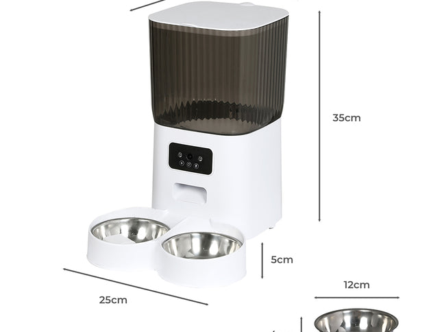PaWz 5L Auto Pet Feeder Automatic Camera Wi-Fi White-1864184562423304194