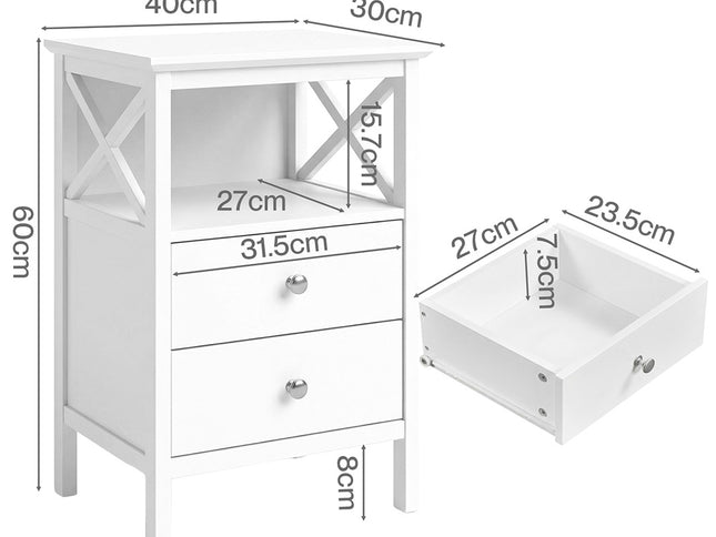 Levede Bedside Table Nightstand Side End Table 2 Drawers Storage Bedroom Cabinet-2050056781207572482