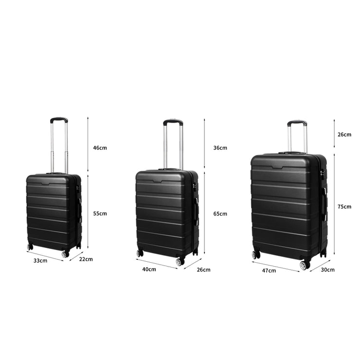 Slimbridge 3PC Luggage sets Suitcase Black-1975420481137938434
