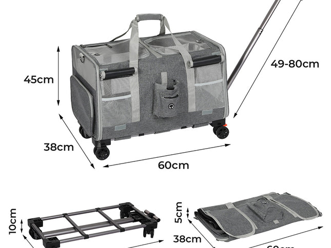 Pawz Pet Carrier 4 Wheel Portable Rolling Foldable-1975420341769605122