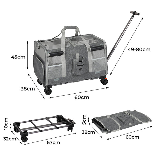 Pawz Pet Carrier 4 Wheel Portable Rolling Foldable-1975420341769605122