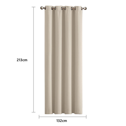 2x Blockout Curtains Panels 3 Layers Beige CD1003-132X213-GR-1910113266588323842