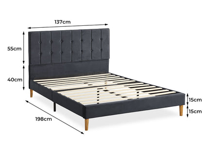 Levede Fabric Bed Frame Double Mattress Grey-1910113207738044418