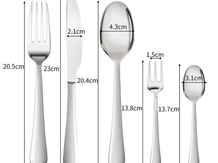 TOQUE Cutlery Set Stainless Steel 30PCS Silver-1864184347595247618