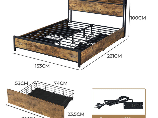 Levede bed frame queen-1973193466980732930