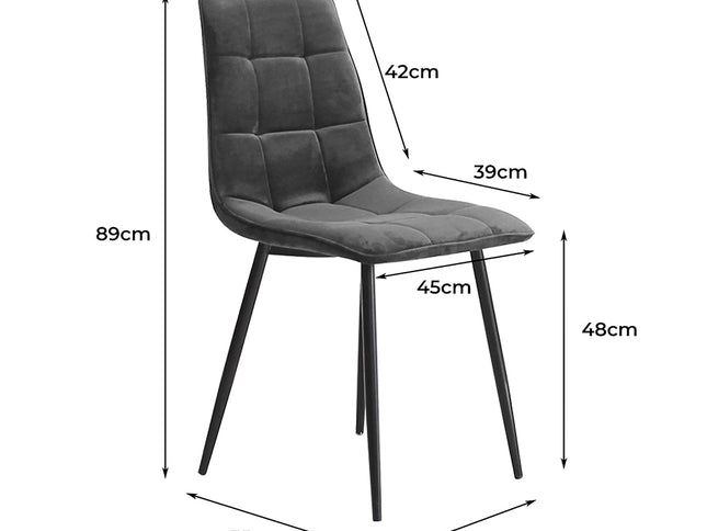 Levede 4x Dining Chairs Kitchen Velvet Grey-1973194074399838210