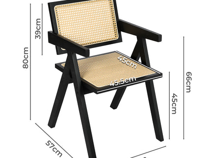 Levede 1x Black Wicker Armchair Dining Chair-1942353409436946434