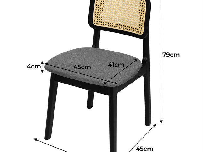 Levede 2x Dining Chair Wood Rattan Armless Black-1975420339055890434