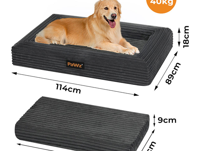 Pawz XXL Size Orthopedic Dog Bed with Corduroy Removable Cover Waterproof Washable Grey-1973193548442505218