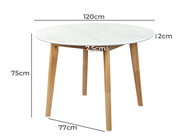 Levede Dining Table Round Rubberwood Base 120cm White 120 CM-1973194087205048322