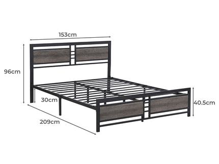 Levede Queen Bed Frame Metal Mattress Dark Grey-1864183189803765762