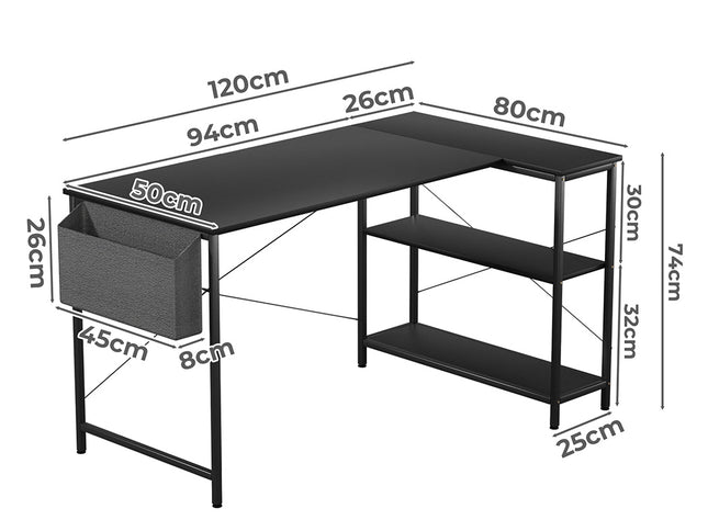 Levede L Shaped Computer Desk Home Desk Black-1973193441059934210