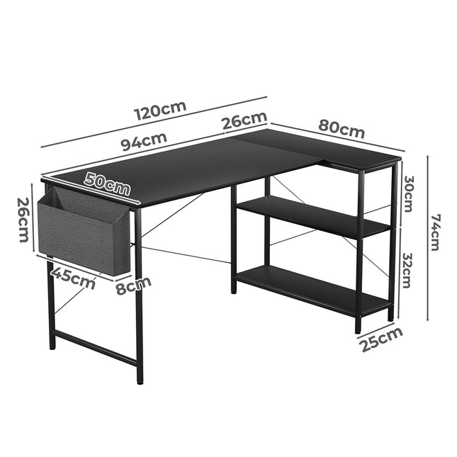 Levede L Shaped Computer Desk Home Desk Black-1973193441059934210
