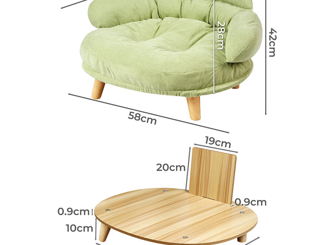 Pawz Elevated Pet Dog Cat Sofa Bed Couch L Size Green-1973193511817842690