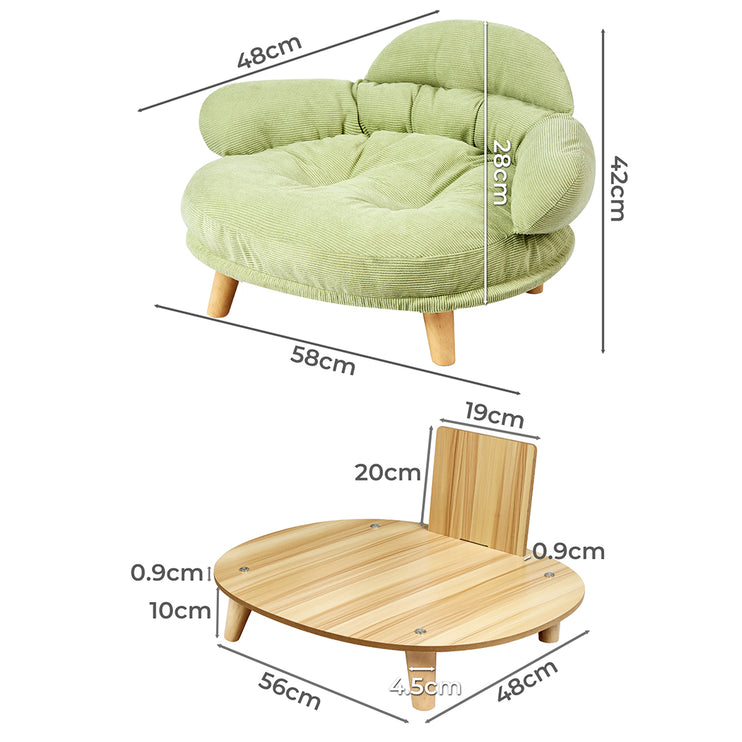 Pawz Elevated Pet Dog Cat Sofa Bed Couch L Size Green-1973193511817842690
