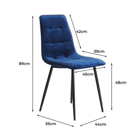 Levede 4x Dining Chairs Kitchen Velvet Blue-1910113287345934338