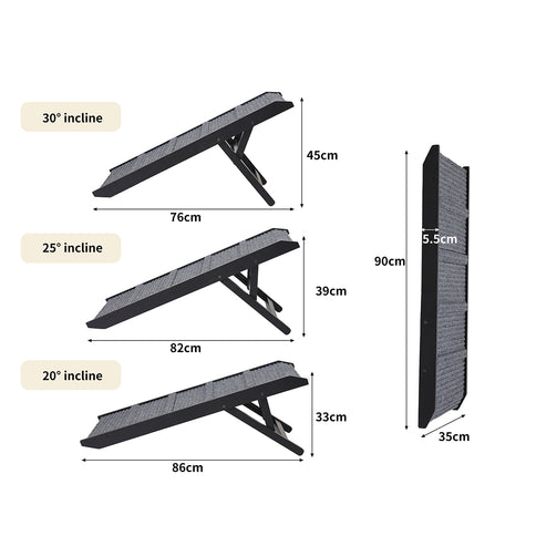 PaWz Adjustable Dog Ramp Height Stair Black-1864184532111069186