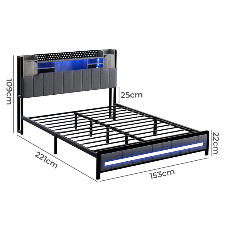 Levede Queen Bed Frame with Storage Headboard RGB LED-1973193510035263490