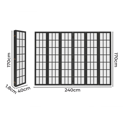 Levede 6 Panel Room Divider 170cm Freestanding Screen-1973193605594091522