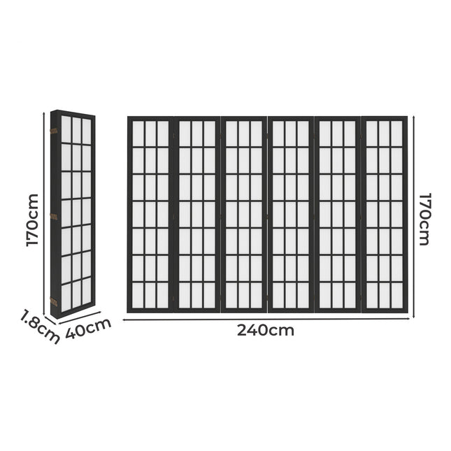 Levede 6 Panel Room Divider 170cm Freestanding Screen-1973193605594091522