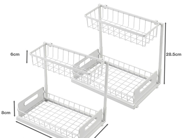 Toque 2x Under Sink Storage Rack Kitchen Cabinet Organiser 2-Tier Shelving Home-2050059015005802498